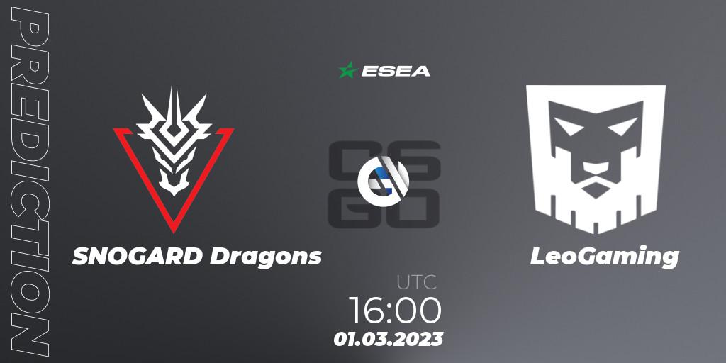 Prognoza SNOGARD Dragons - LeoGaming. 01.03.23, CS2 (CS:GO), ESEA Season 44: Advanced Division - Europe