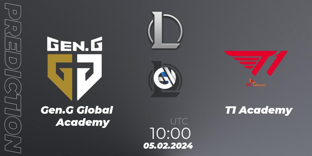 Prognoza Gen.G Global Academy - T1 Academy. 05.02.2024 at 10:00, LoL, LCK Challengers League 2024 Spring - Group Stage
