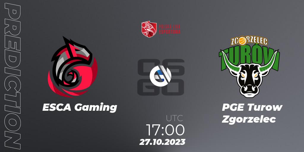 Prognoza ESCA Gaming - PGE Turow Zgorzelec. 27.10.23, CS2 (CS:GO), Polska Liga Esportowa 2023: Split #3
