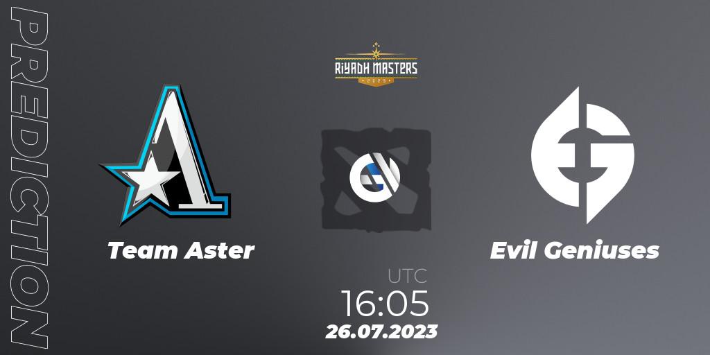 Prognoza Team Aster - Evil Geniuses. 26.07.2023 at 17:39, Dota 2, Riyadh Masters 2023