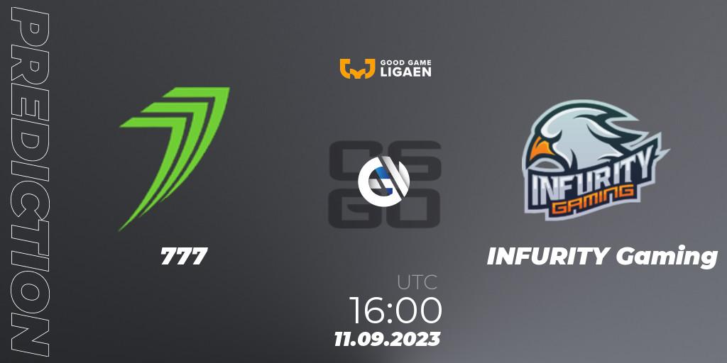 Prognoza 777 - INFURITY Gaming. 11.09.2023 at 16:00, Counter-Strike (CS2), Good Game-ligaen Fall 2023: Regular Season