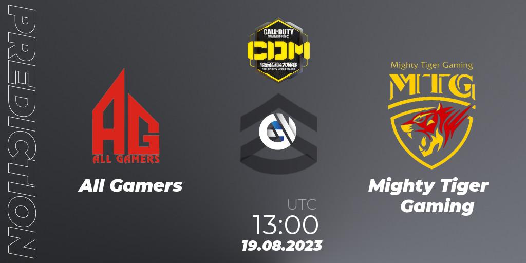Prognoza All Gamers - Mighty Tiger Gaming. 19.08.2023 at 13:00, Call of Duty, China Masters 2023 S6 - Stage 2