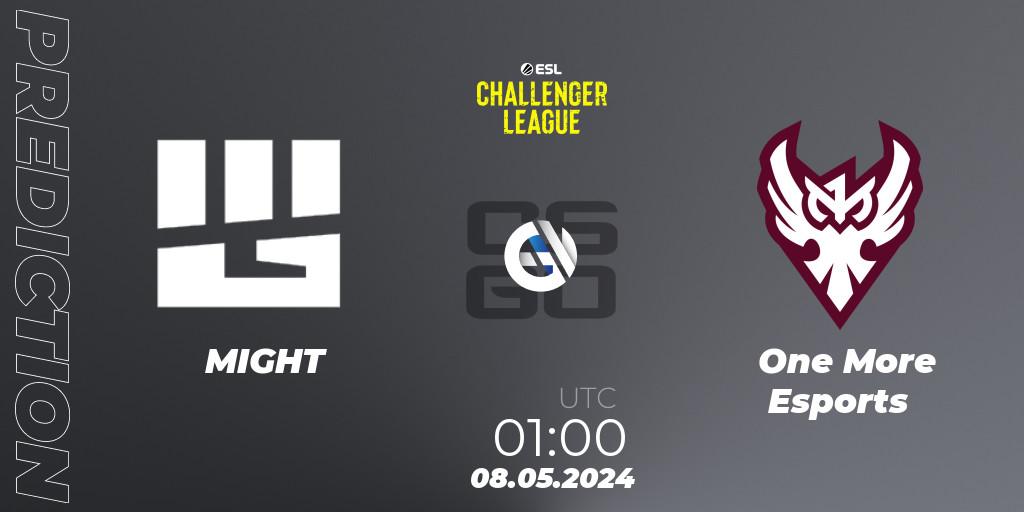 Prognoza MIGHT - One More Esports. 21.05.2024 at 01:00, Counter-Strike (CS2), ESL Challenger League Season 47: North America