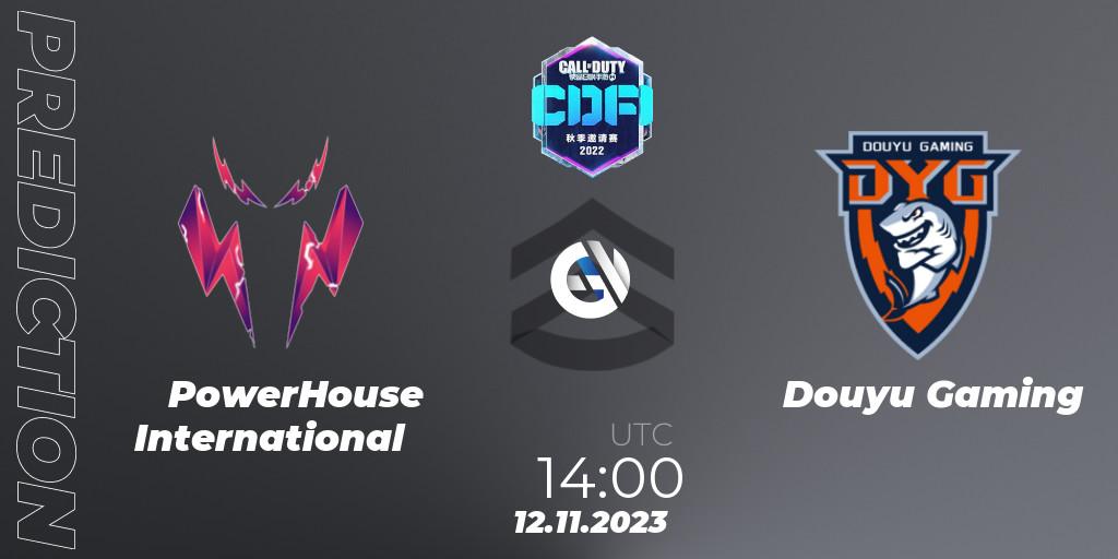 Prognoza PowerHouse International - Douyu Gaming. 12.11.2023 at 12:30, Call of Duty, CODM Fall Invitational 2023