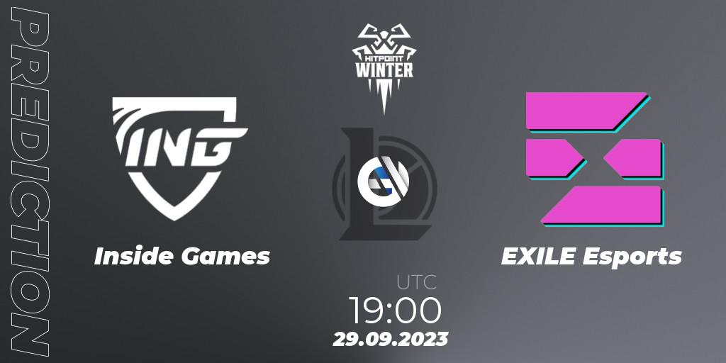 Prognoza Inside Games - EXILE Esports. 29.09.23, LoL, Hitpoint Masters Winter 2023 - Group Stage