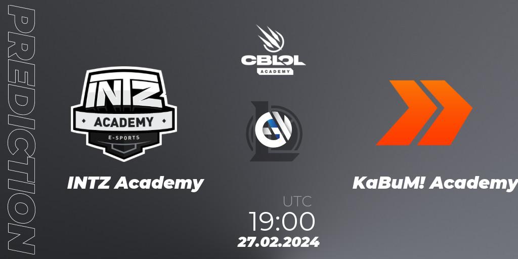 Prognoza INTZ Academy - KaBuM! Academy. 27.02.24, LoL, CBLOL Academy Split 1 2024