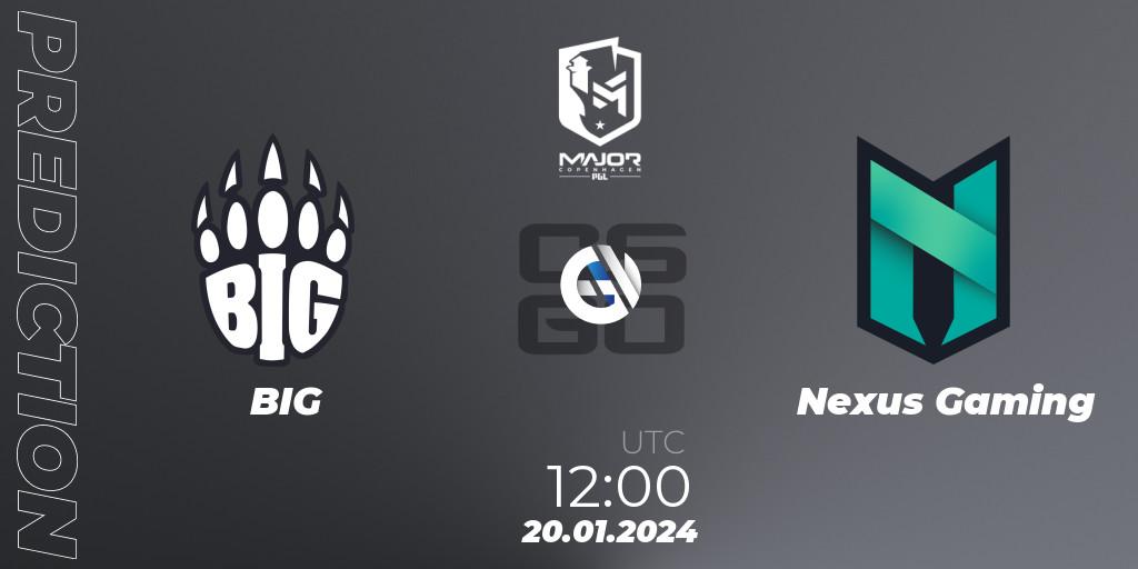 Prognoza BIG - Nexus Gaming. 20.01.2024 at 12:00, Counter-Strike (CS2), PGL CS2 Major Copenhagen 2024 Europe RMR Closed Qualifier