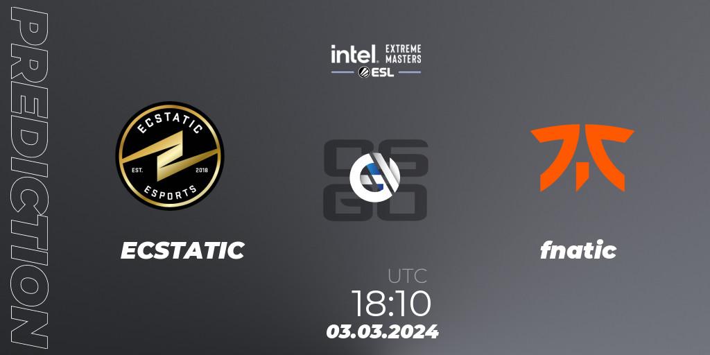 Prognoza ECSTATIC - fnatic. 03.03.24, CS2 (CS:GO), Intel Extreme Masters Dallas 2024: European Open Qualifier #1
