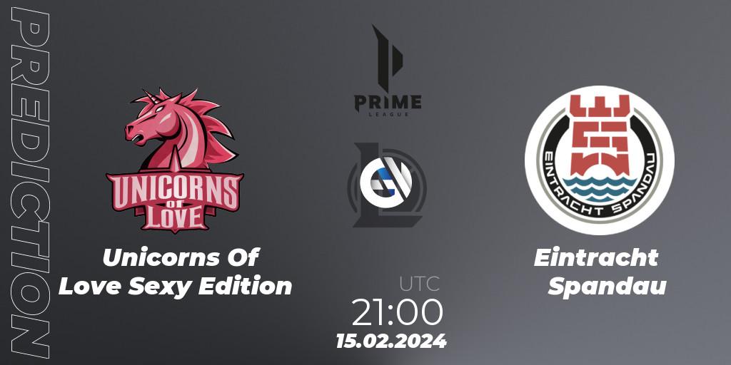 Prognoza Unicorns Of Love Sexy Edition - Eintracht Spandau. 17.01.2024 at 19:00, LoL, Prime League Spring 2024 - Group Stage
