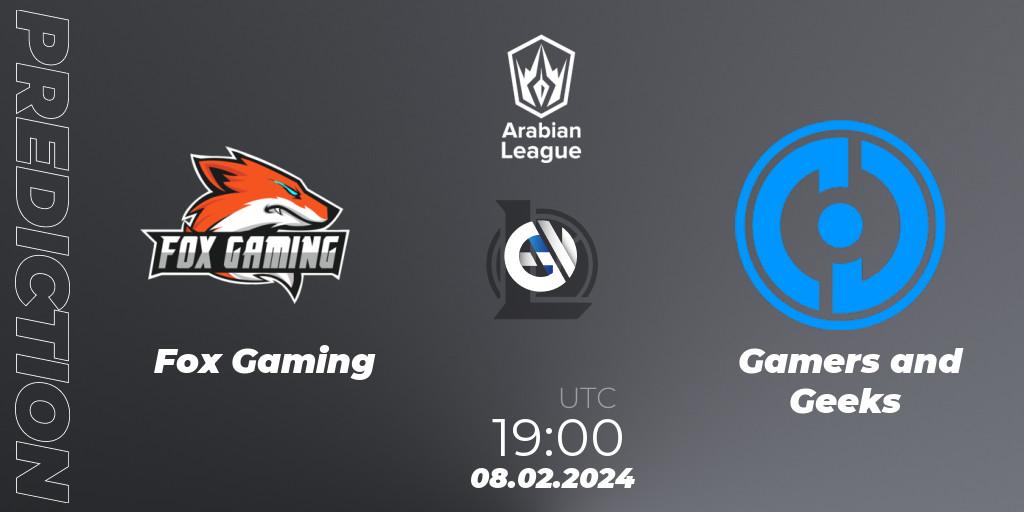 Prognoza Fox Gaming - Gamers and Geeks. 08.02.2024 at 19:00, LoL, Arabian League Spring 2024