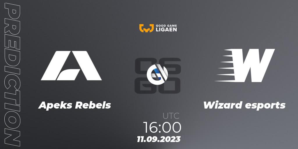 Prognoza Apeks Rebels - Wizard esports. 11.09.2023 at 16:00, Counter-Strike (CS2), Good Game-ligaen Fall 2023: Regular Season