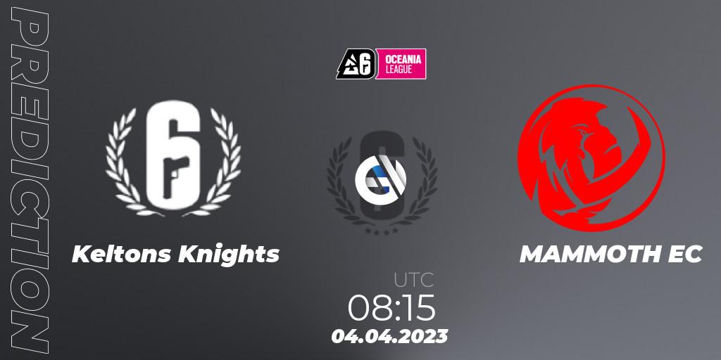 Prognoza Keltons Knights - MAMMOTH EC. 04.04.2023 at 08:15, Rainbow Six, Oceania League 2023 - Stage 1