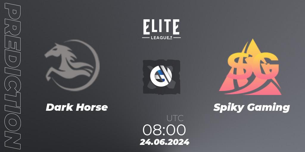 Prognoza Dark Horse - Spiky Gaming. 24.06.2024 at 06:30, Dota 2, Elite League Season 2: China Closed Qualifier