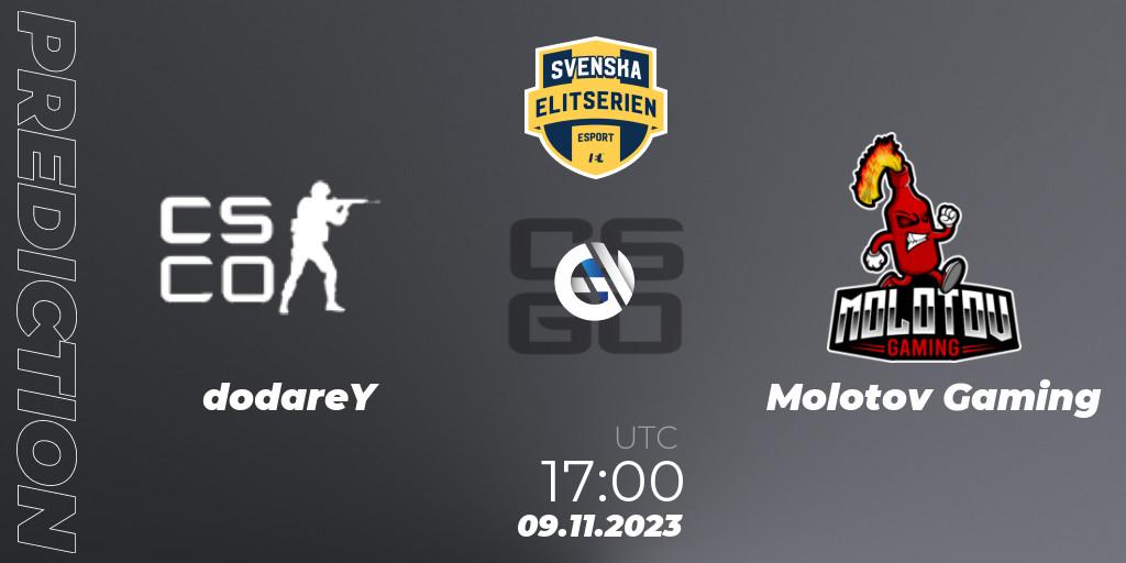 Prognoza dodareY - Molotov Gaming. 09.11.2023 at 17:00, Counter-Strike (CS2), Svenska Elitserien Fall 2023: Online Stage