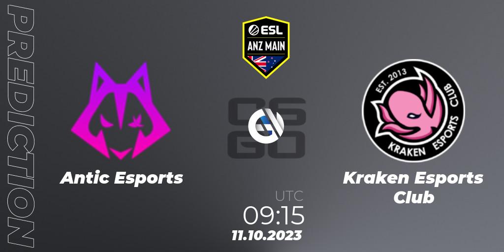 Prognoza Antic Esports - Kraken Esports Club. 11.10.2023 at 09:15, Counter-Strike (CS2), ESL ANZ Main Season 17