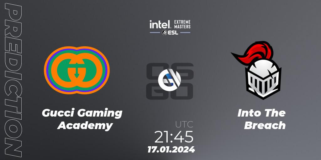 Prognoza Gucci Gaming Academy - Into The Breach. 17.01.2024 at 21:45, Counter-Strike (CS2), Intel Extreme Masters China 2024: European Open Qualifier #1