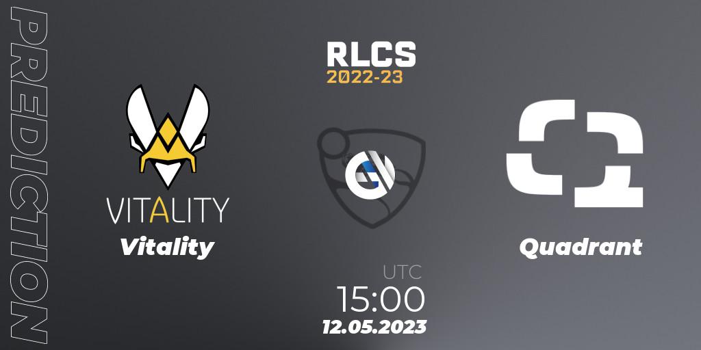 Prognoza Vitality - Quadrant. 12.05.2023 at 15:00, Rocket League, RLCS 2022-23 - Spring: Europe Regional 1 - Spring Open
