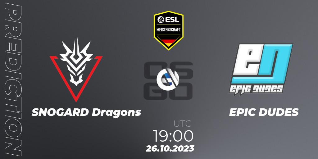 Prognoza SNOGARD Dragons - EPIC DUDES. 26.10.23, CS2 (CS:GO), ESL Meisterschaft: Autumn 2023