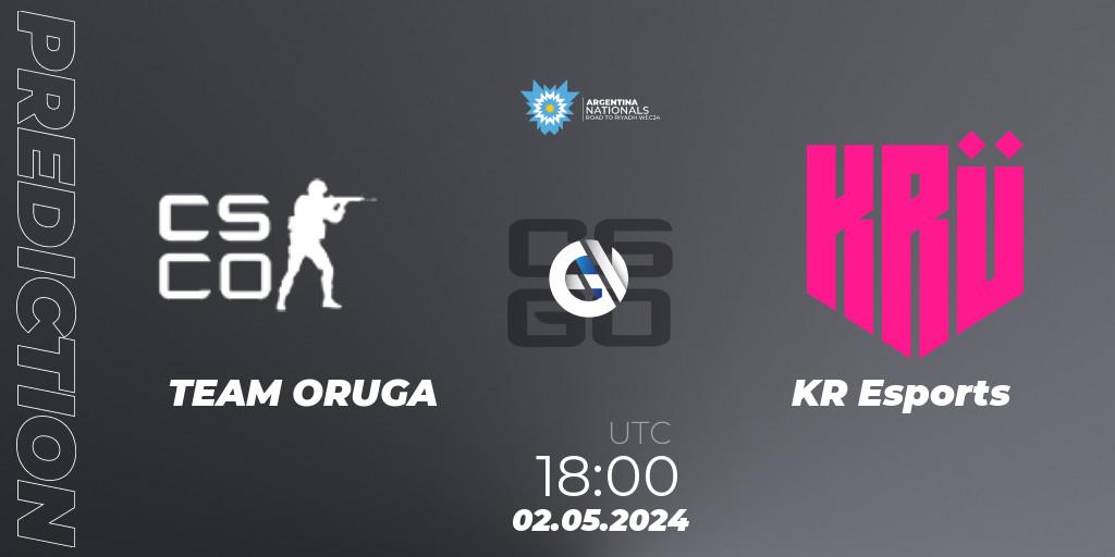 Prognoza TEAM ORUGA - KRÜ Esports. 02.05.2024 at 18:00, Counter-Strike (CS2), IESF World Esports Championship 2024: Argentina