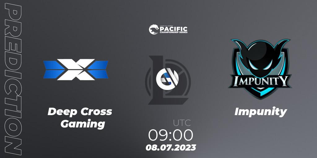 Prognoza Deep Cross Gaming - Impunity. 08.07.2023 at 09:00, LoL, PACIFIC Championship series Group Stage