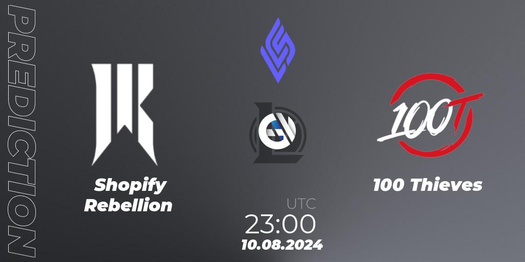 Prognoza Shopify Rebellion - 100 Thieves. 10.08.2024 at 23:00, LoL, LCS Summer 2024 - Group Stage