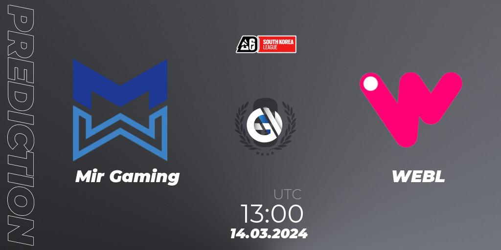 Prognoza Mir Gaming - WEBL. 14.03.2024 at 13:00, Rainbow Six, South Korea League 2024 - Stage 1