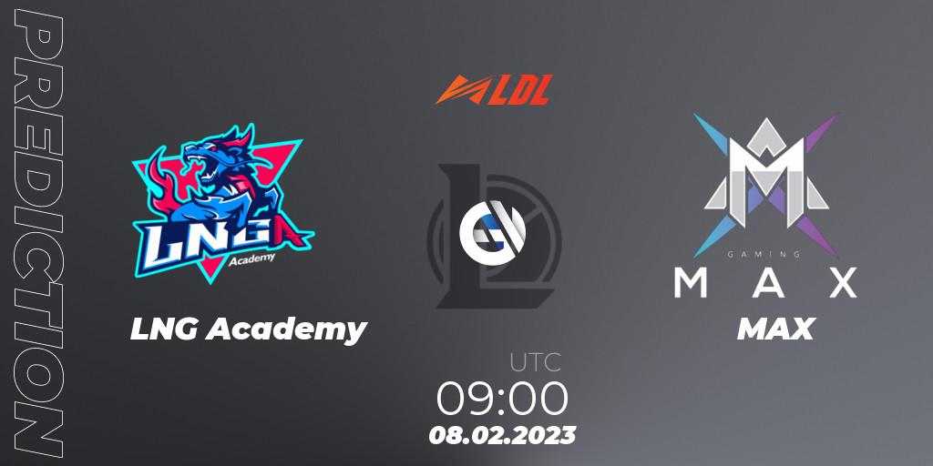 Prognoza LNG Academy - MAX. 08.02.2023 at 08:40, LoL, LDL 2023 - Swiss Stage