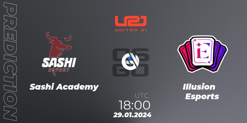 Prognoza Sashi Academy - Illusion Esports. 29.01.2024 at 18:00, Counter-Strike (CS2), United21 Season 10: Division 2