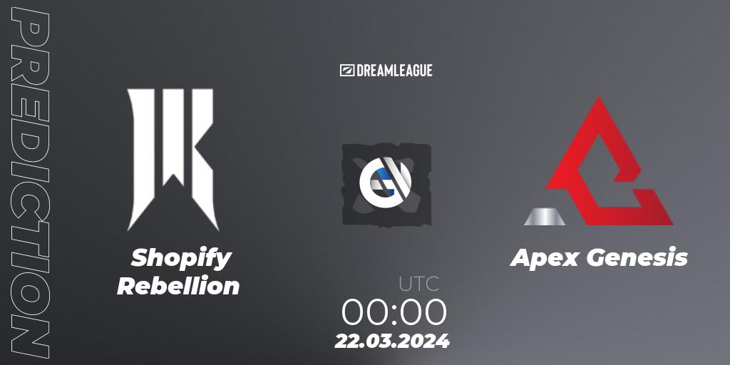 Prognoza Shopify Rebellion - Apex Genesis. 22.03.24, Dota 2, DreamLeague Season 23: North America Closed Qualifier