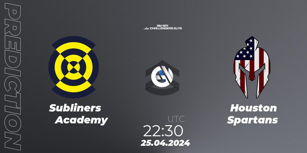 Prognoza Subliners Academy - Houston Spartans. 25.04.2024 at 22:30, Call of Duty, Call of Duty Challengers 2024 - Elite 2: NA