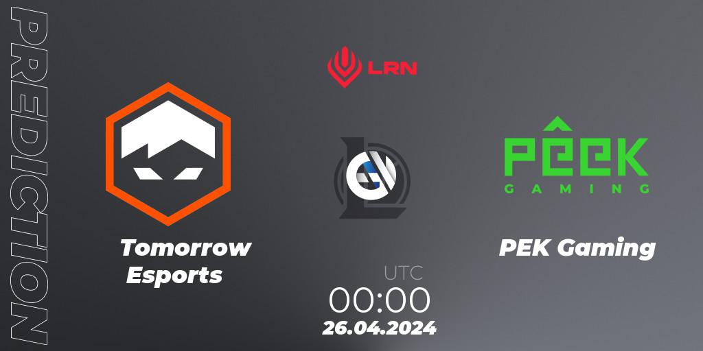 Prognoza Tomorrow Esports - PÊEK Gaming. 26.04.2024 at 00:00, LoL, Liga Regional Norte 2024