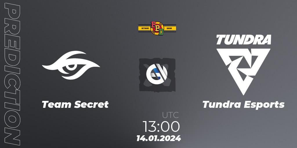 Prognoza Team Secret - Tundra Esports. 14.01.24, Dota 2, BetBoom Dacha Dubai 2024: WEU Closed Qualifier