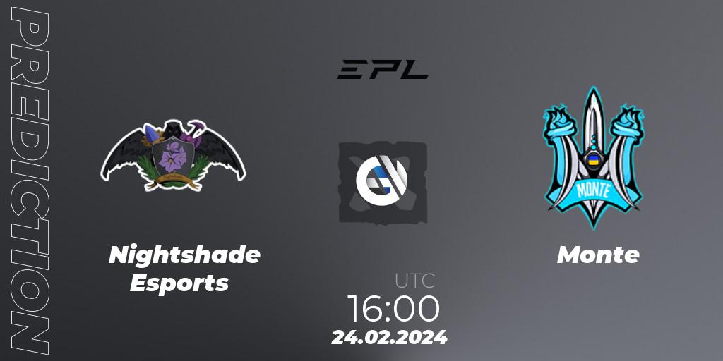Prognoza Nightshade Esports - Monte. 24.02.2024 at 16:12, Dota 2, European Pro League Season 17: Division 2