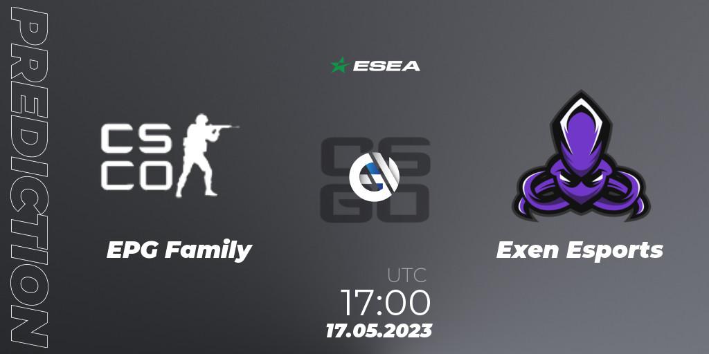Prognoza EPG Family - Exen Esports. 17.05.23, CS2 (CS:GO), ESEA Season 45: Advanced Division - Europe
