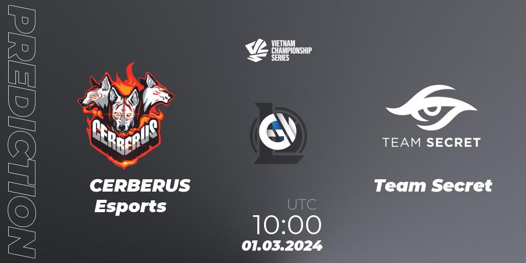 Prognoza CERBERUS Esports - Team Secret. 01.03.24, LoL, VCS Dawn 2024 - Group Stage