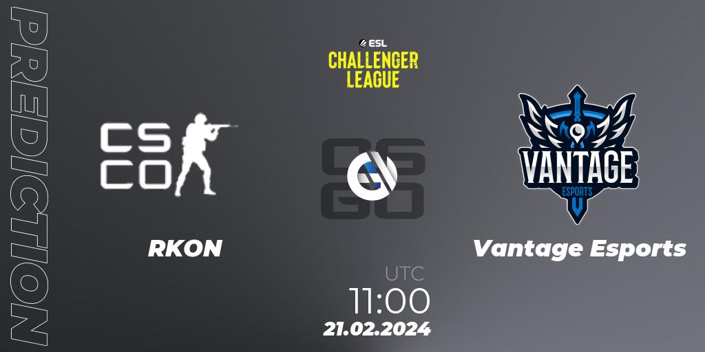 Prognoza RKON - Vantage Esports. 27.02.2024 at 10:00, Counter-Strike (CS2), ESL Challenger League Season 47: Oceania