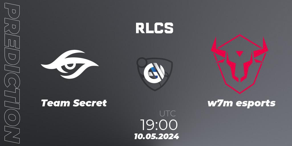 Prognoza Team Secret - w7m esports. 10.05.2024 at 19:00, Rocket League, RLCS 2024 - Major 2: SAM Open Qualifier 5