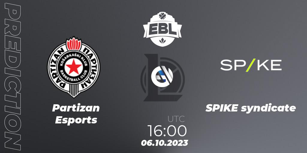 Prognoza Partizan Esports - SPIKE syndicate. 06.10.2023 at 16:00, LoL, Esports Balkan League Pro-Am 2023