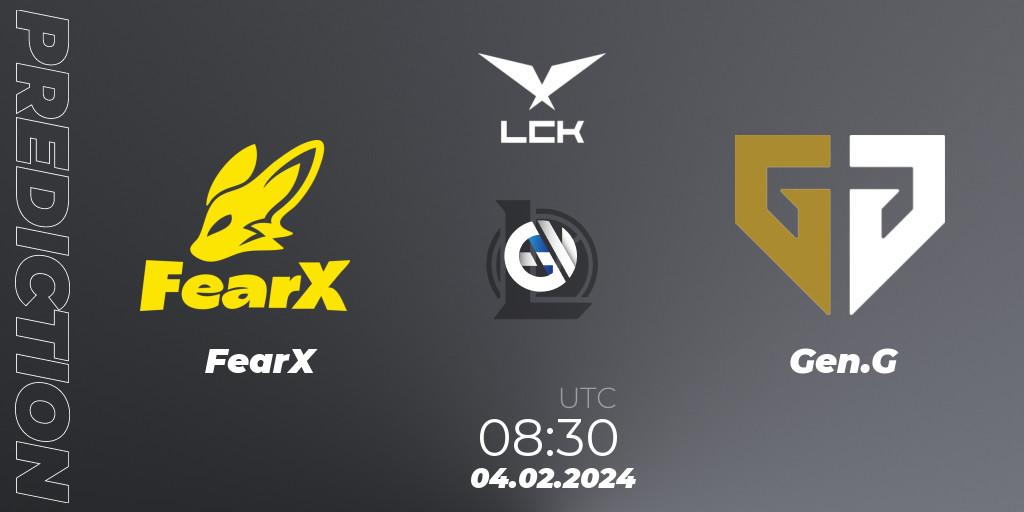 Prognoza FearX - Gen.G. 04.02.2024 at 08:30, LoL, LCK Spring 2024 - Group Stage