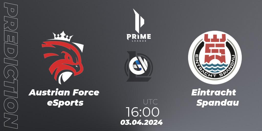 Prognoza Austrian Force eSports - Eintracht Spandau. 03.04.2024 at 16:00, LoL, Prime League 2024 Spring 1st Division Playoffs