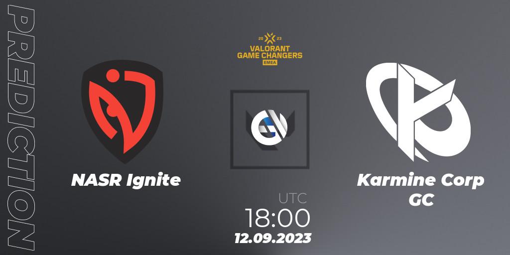 Prognoza NASR Ignite - Karmine Corp GC. 12.09.2023 at 18:00, VALORANT, VCT 2023: Game Changers EMEA Stage 3 - Group Stage