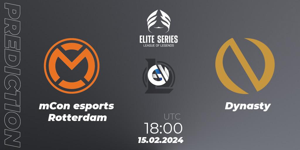 Prognoza mCon esports Rotterdam - Dynasty. 15.02.2024 at 18:00, LoL, Elite Series Spring 2024