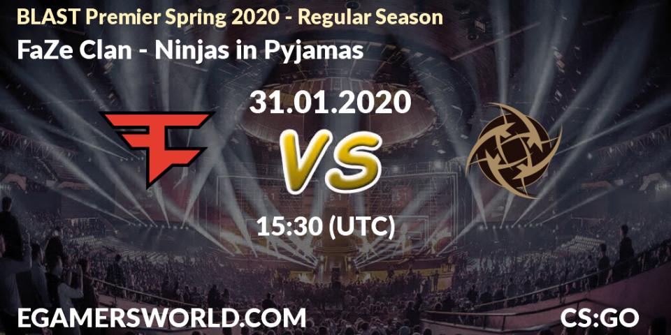 Prognoza FaZe Clan - Ninjas in Pyjamas. 31.01.20, CS2 (CS:GO), BLAST Premier Spring Series 2020: Regular Season