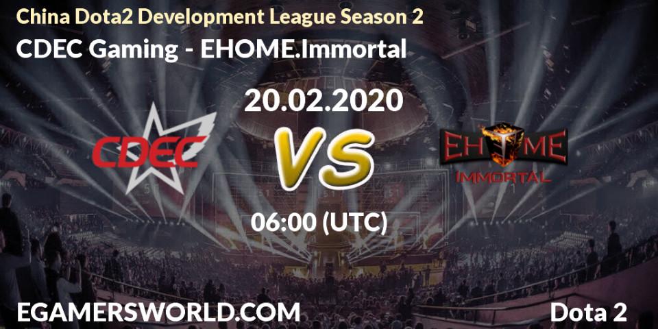 Prognoza CDEC Gaming - EHOME.Immortal. 28.02.20, Dota 2, China Dota2 Development League Season 2