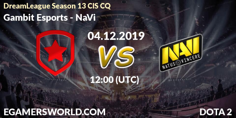 Prognoza Gambit Esports - NaVi. 04.12.19, Dota 2, DreamLeague Season 13 CIS CQ