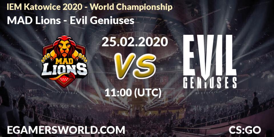 Prognoza MAD Lions - Evil Geniuses. 25.02.20, CS2 (CS:GO), IEM Katowice 2020 