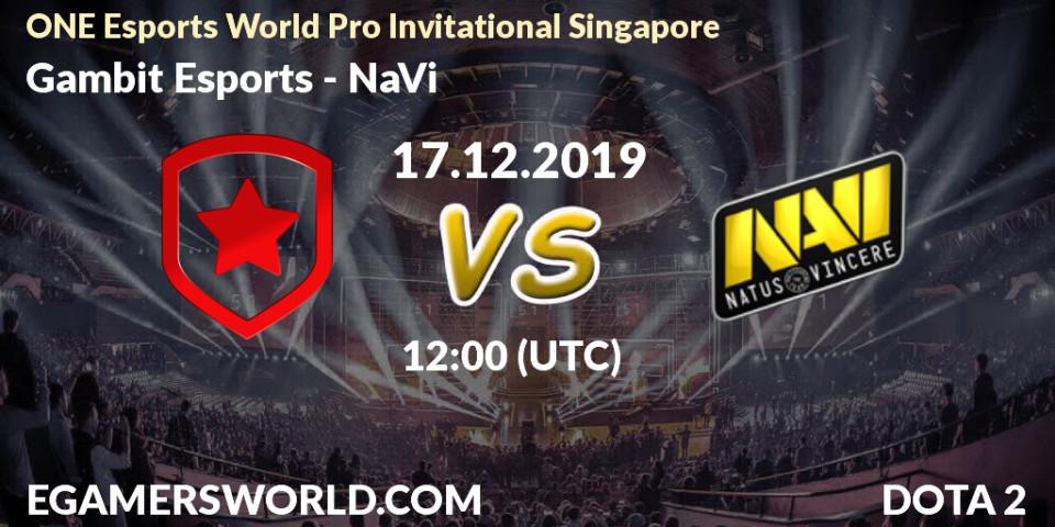 Prognoza Gambit Esports - NaVi. 17.12.19, Dota 2, ONE Esports World Pro Invitational Singapore