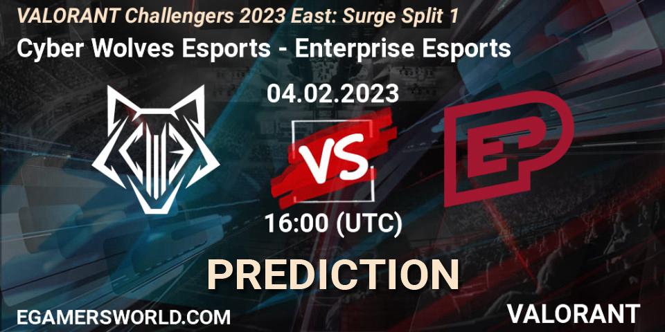 Prognoza Cyber Wolves Esports - Enterprise Esports. 04.02.23, VALORANT, VALORANT Challengers 2023 East: Surge Split 1