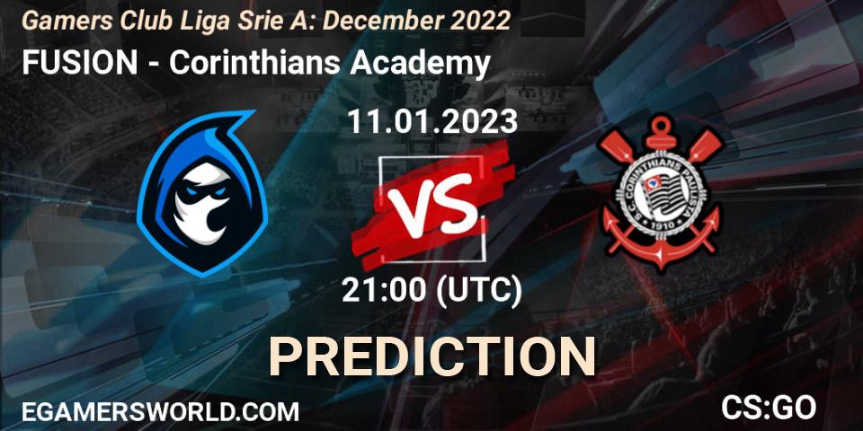 Prognoza FUSION - Corinthians Academy. 11.01.23, CS2 (CS:GO), Gamers Club Liga Série A: December 2022