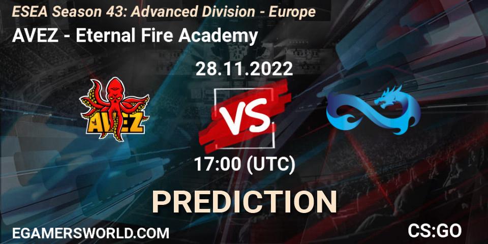 Prognoza AVEZ - Eternal Fire Academy. 28.11.22, CS2 (CS:GO), ESEA Season 43: Advanced Division - Europe